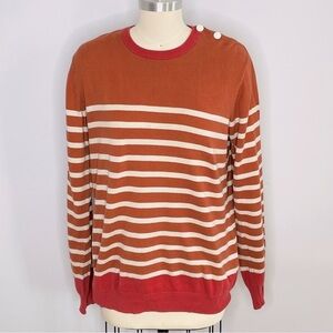 Commune De Paris 1871 Striped Sweater- White Shoulder Buttons- Size Medium